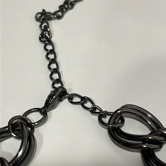 Chunky Necklace Black Enamel Multi Strand - Picture 4 of 5